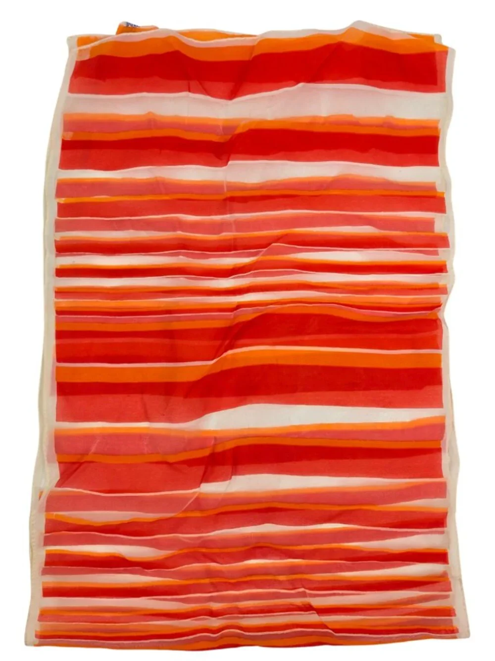 Vtg 60s 70s Mod B&H Japan Nylon Scarf Colorful Orange Sheer Stripe 42